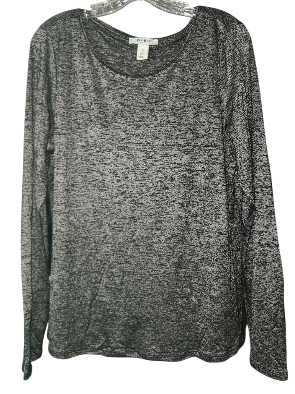 White House Black Market Heathered Black & Gray Long Sleeve Top